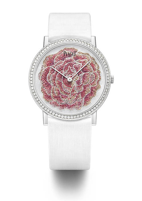 Piaget Art & Excellence 系列刺繡玫瑰腕錶。